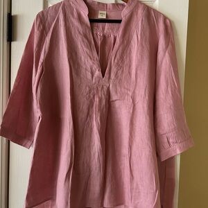 Lintico Rose Linen V-Neck Blouse